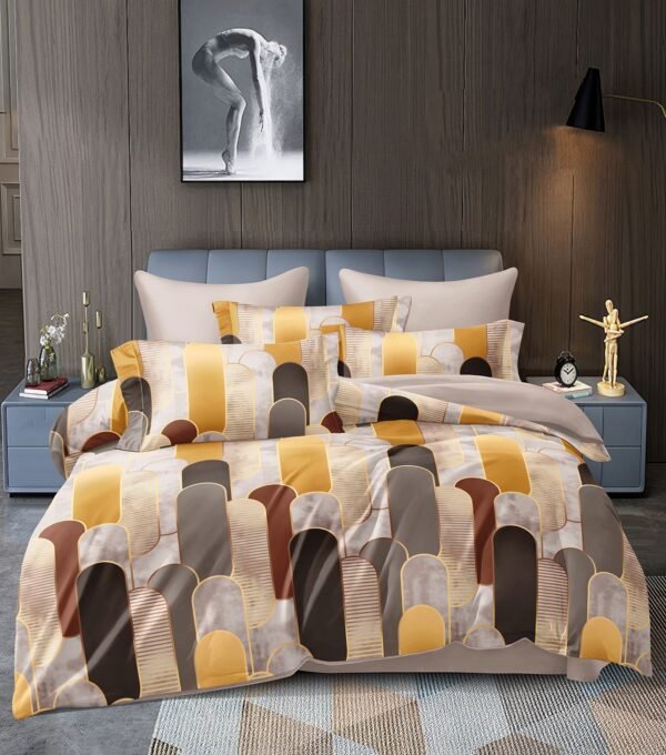Microfiber Printed Double Bedsheet Set – 94x86 inch with 2 Pillow Covers – Gray | RADHAMADHAB'S CREATION
