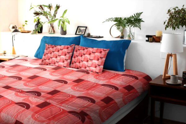 Cotton Printed Bombay Dyeing Double Bedsheet Set – RED Color | RADHAMADHAB'S CREATION - Image 2