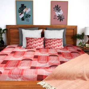 Cotton Printed Bombay Dyeing Double Bedsheet Set – RED Color | RADHAMADHAB'S CREATION