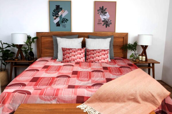 Cotton Printed Bombay Dyeing Double Bedsheet Set – RED Color | RADHAMADHAB'S CREATION