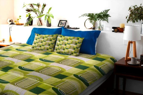 Cotton Printed Bombay Dyeing Double Bedsheet Set – Arugula Green | RADHAMADHAB'S CREATION - Image 2
