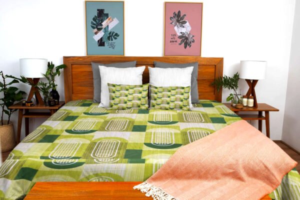Cotton Printed Bombay Dyeing Double Bedsheet Set – Arugula Green | RADHAMADHAB'S CREATION