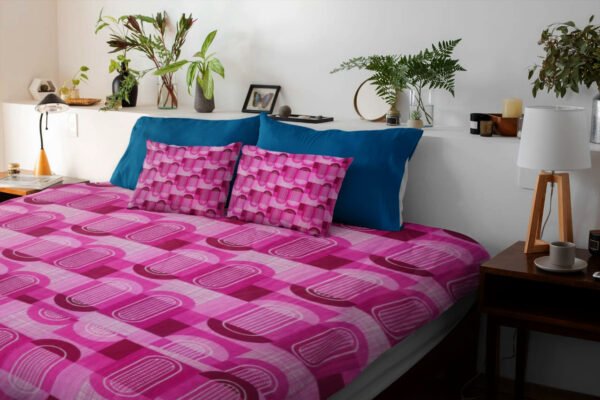Cotton Printed Bombay Dyeing Double Bedsheet Set – RANI Color | RADHAMADHAB'S CREATION - Image 2