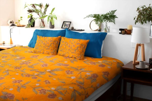 Cotton Printed Bombay Dyeing Double Bedsheet Set – Yellow Color | RADHAMADHAB'S CREATION - Image 2