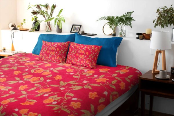 Cotton Printed Bombay Dyeing Double Bedsheet Set – Red Color | RADHAMADHAB'S CREATION - Image 2