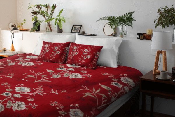Microfiber Printed Double Bedsheet Set – 94x86 inch with 2 Pillow Covers – Maroon | RADHAMADHAB'S CREATION - Image 2